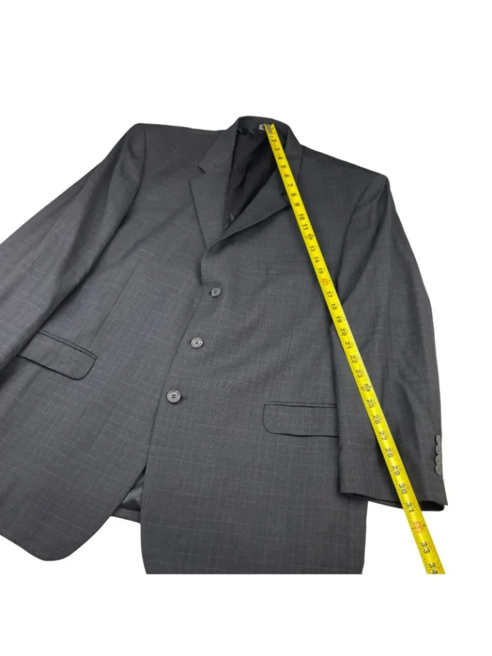 Stafford Men's 100% Wool 3-Button Suit Gray Plaid • 46R | 38x30